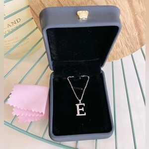 Sterling Silver “E” Initial Personalized Diamanté Necklace
